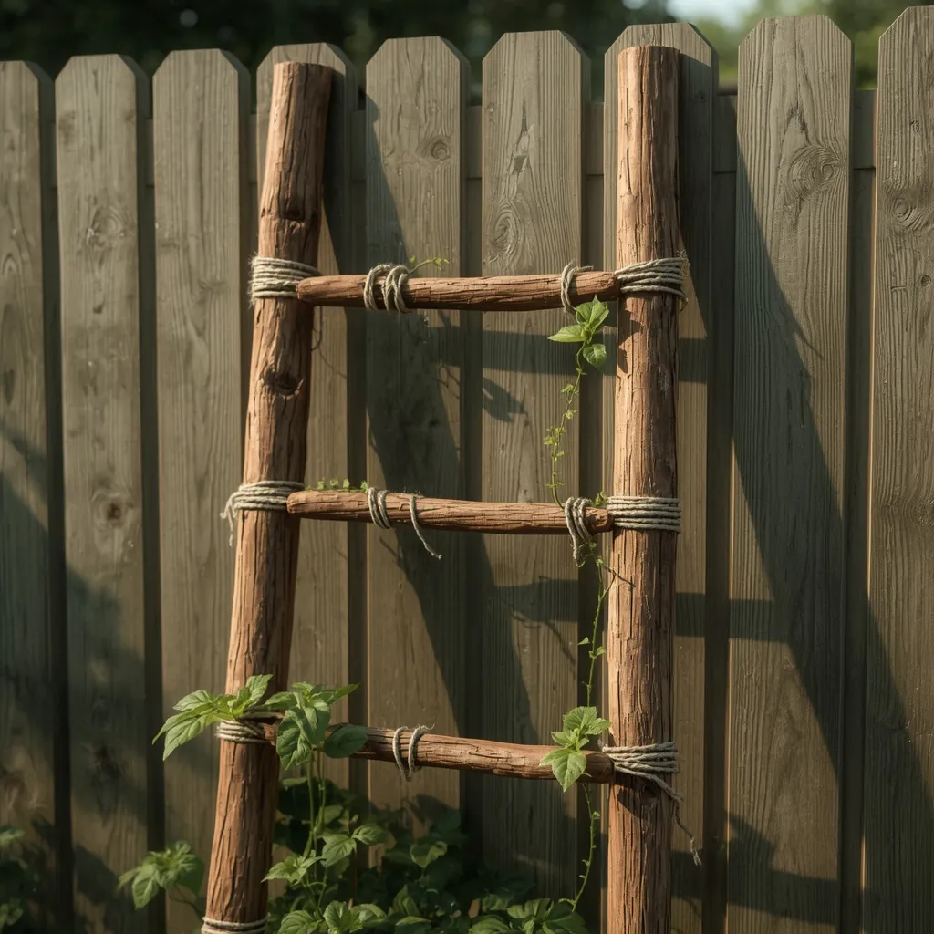 Rustic twig ladder trellis