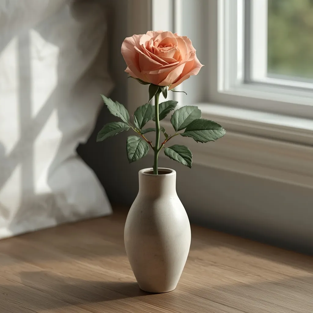 Single bloom in a narrow vase