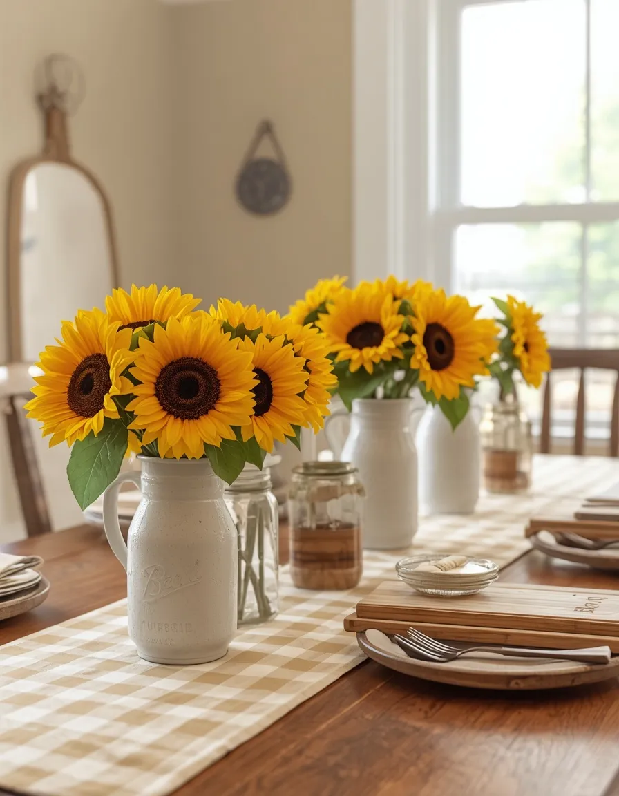 Sunflower farmhouse dining room