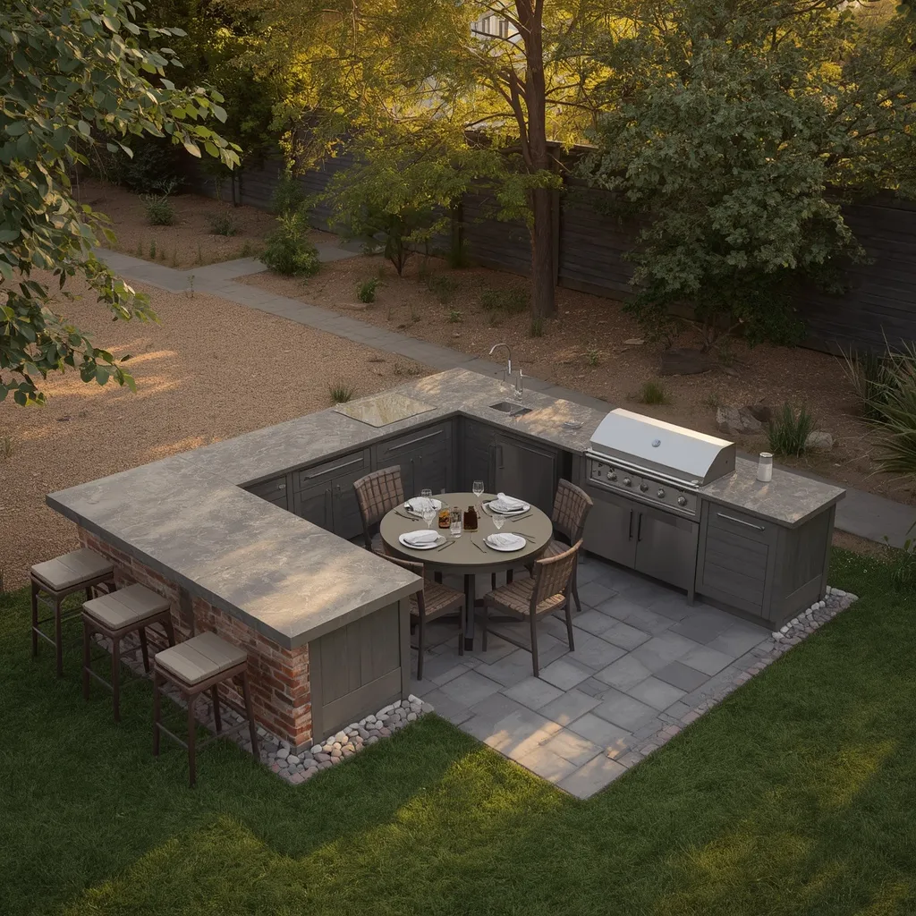 Backyard outdoor kitchen and dining nook