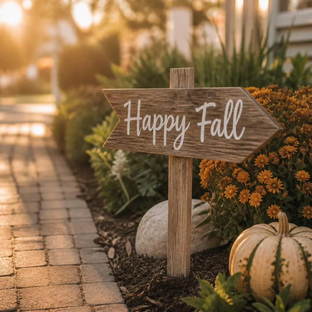 Barn wood fall yard sign on a stake