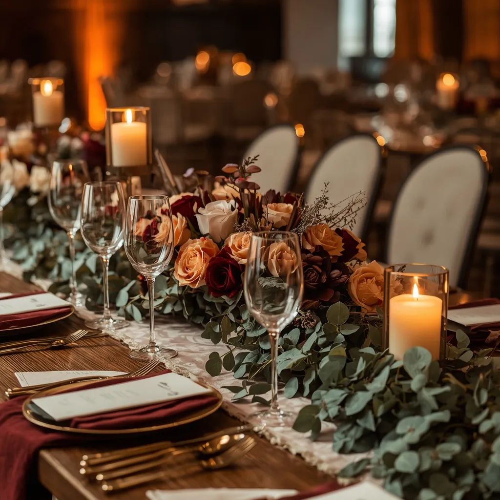 Elegant fall wedding tablescape