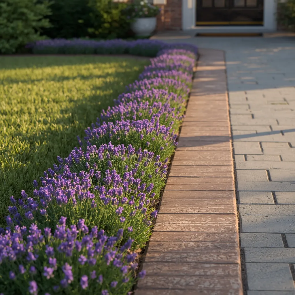 Flower bed along garden walkway