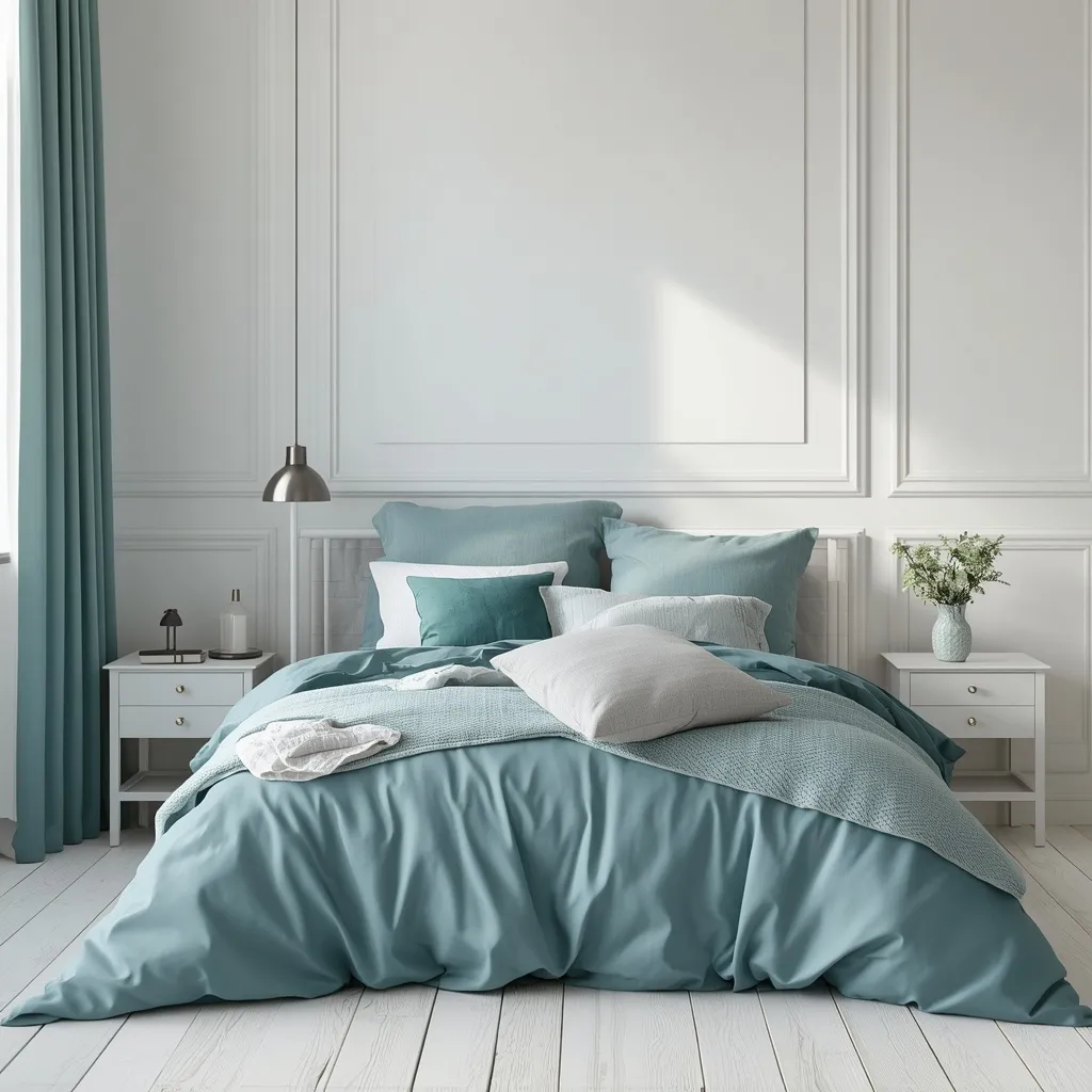 Blue green ocean palette bedroom