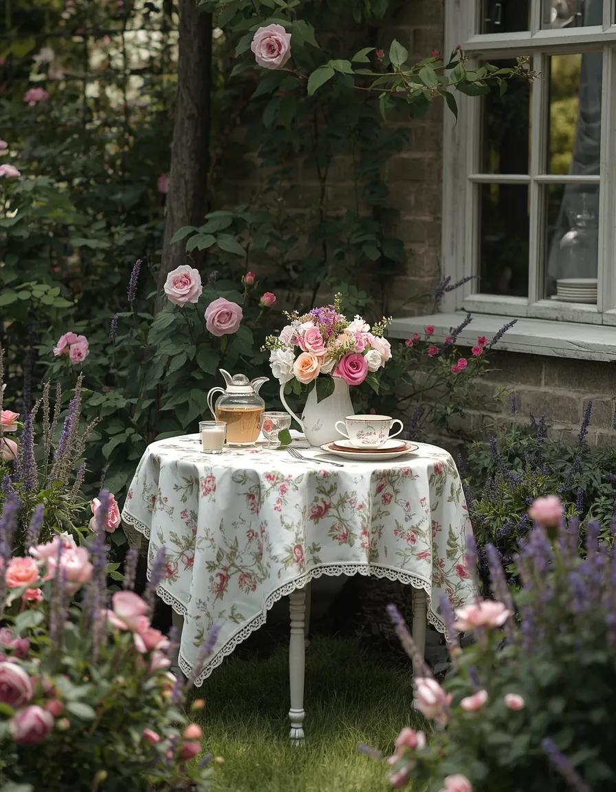 Cottage garden outdoor dining nook