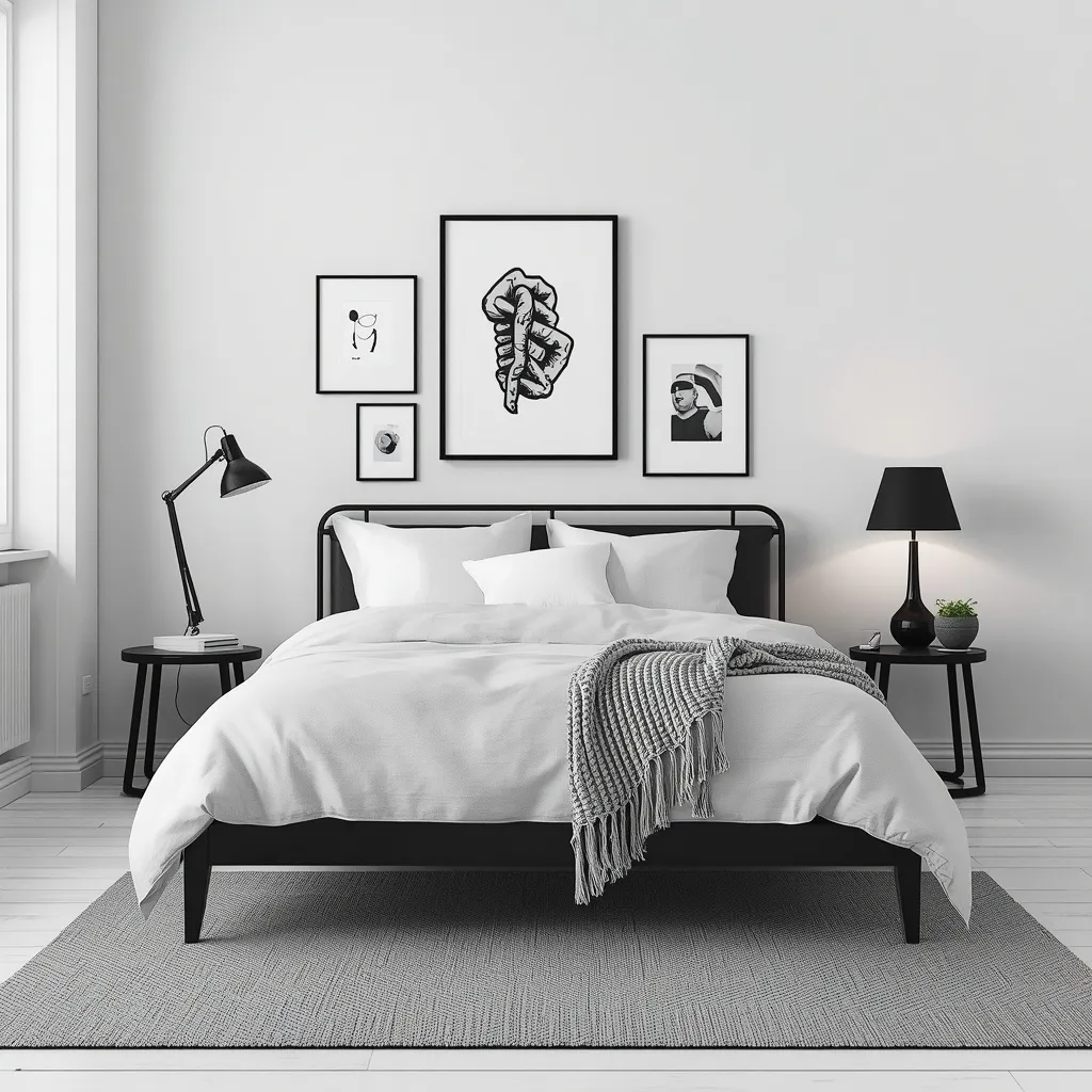 Monochrome modern bedroom makeover