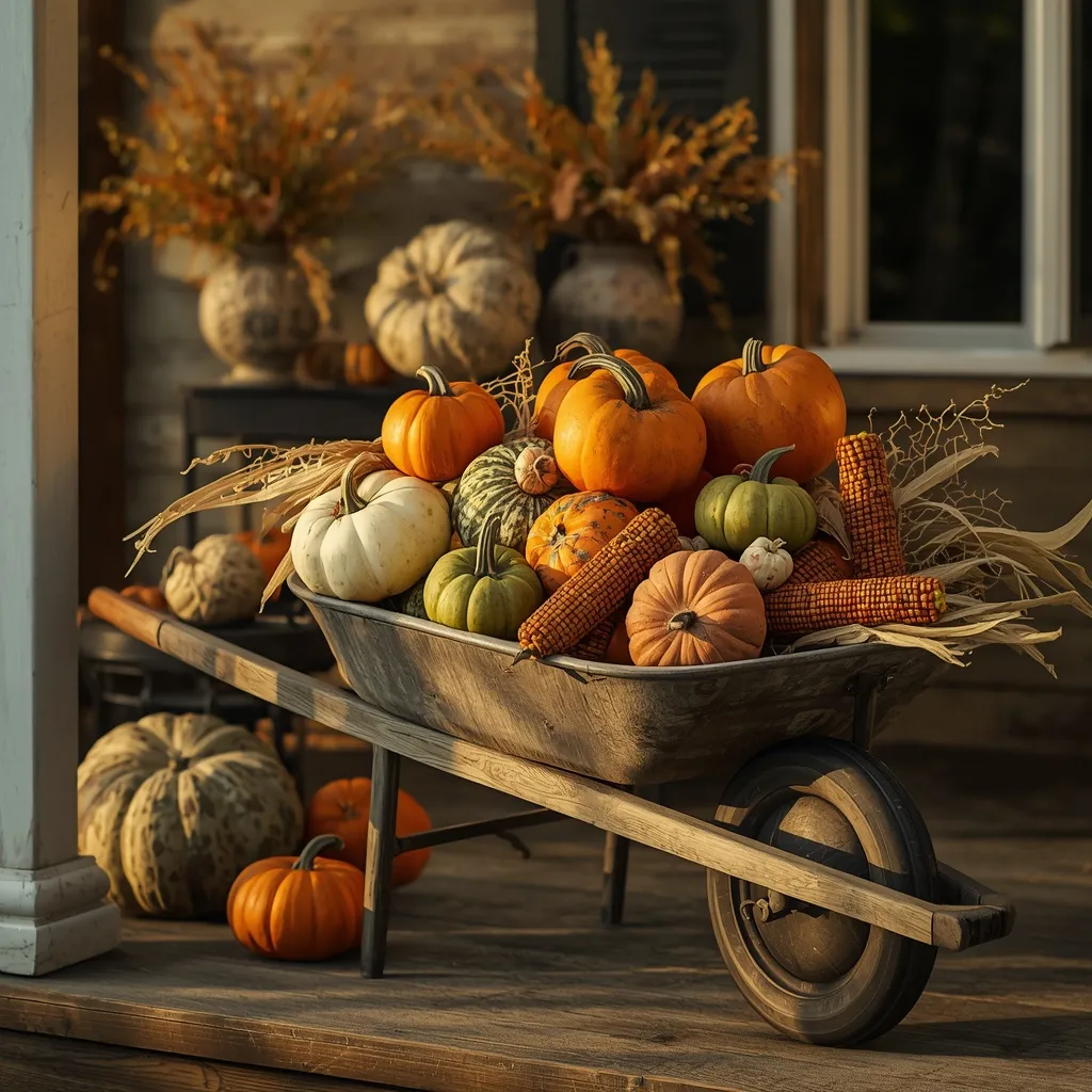 Rustic crate overflowing with pumpkins