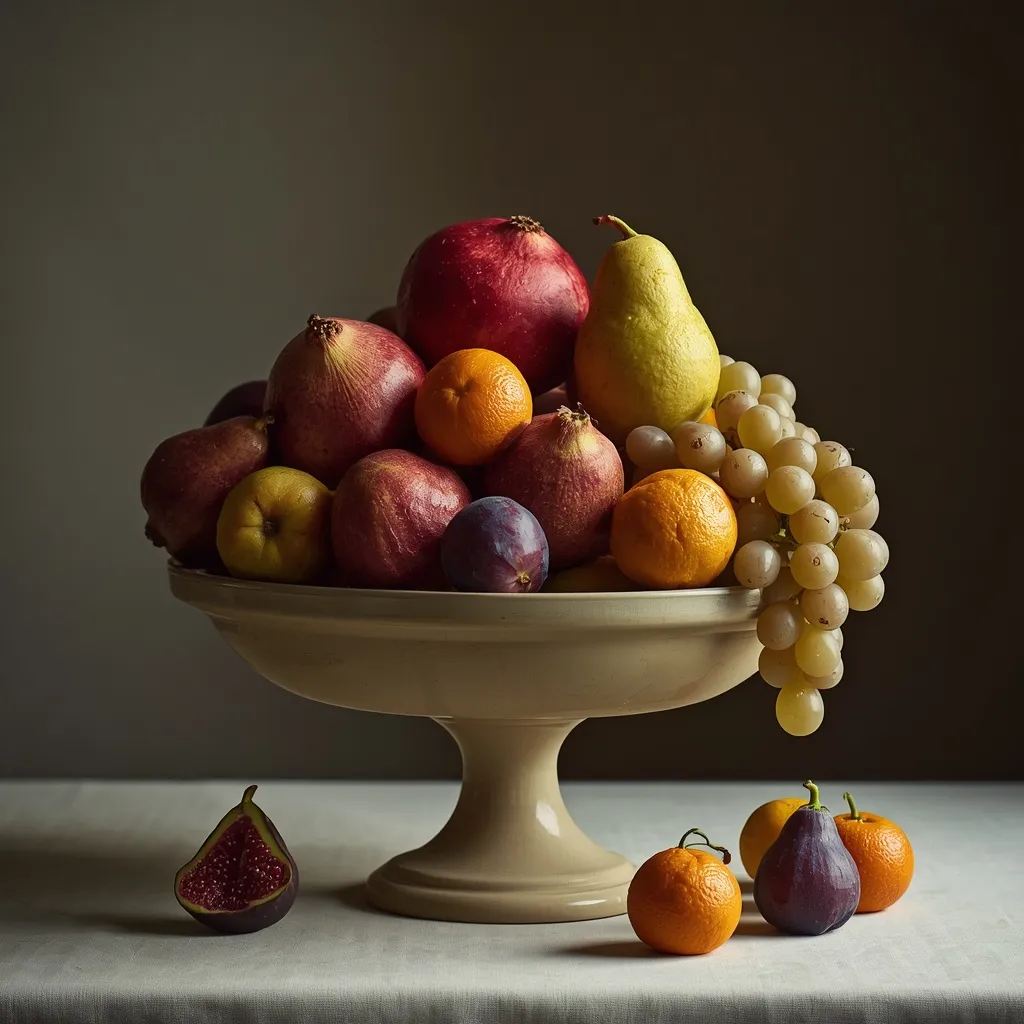 Autumn fruit bowl centerpiece on a table