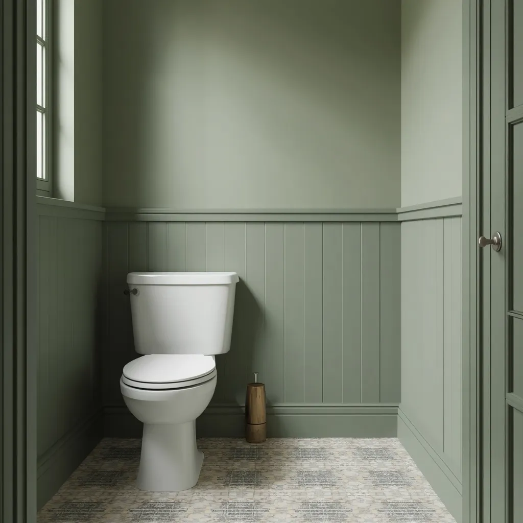 Wall color matched to bathroom tile