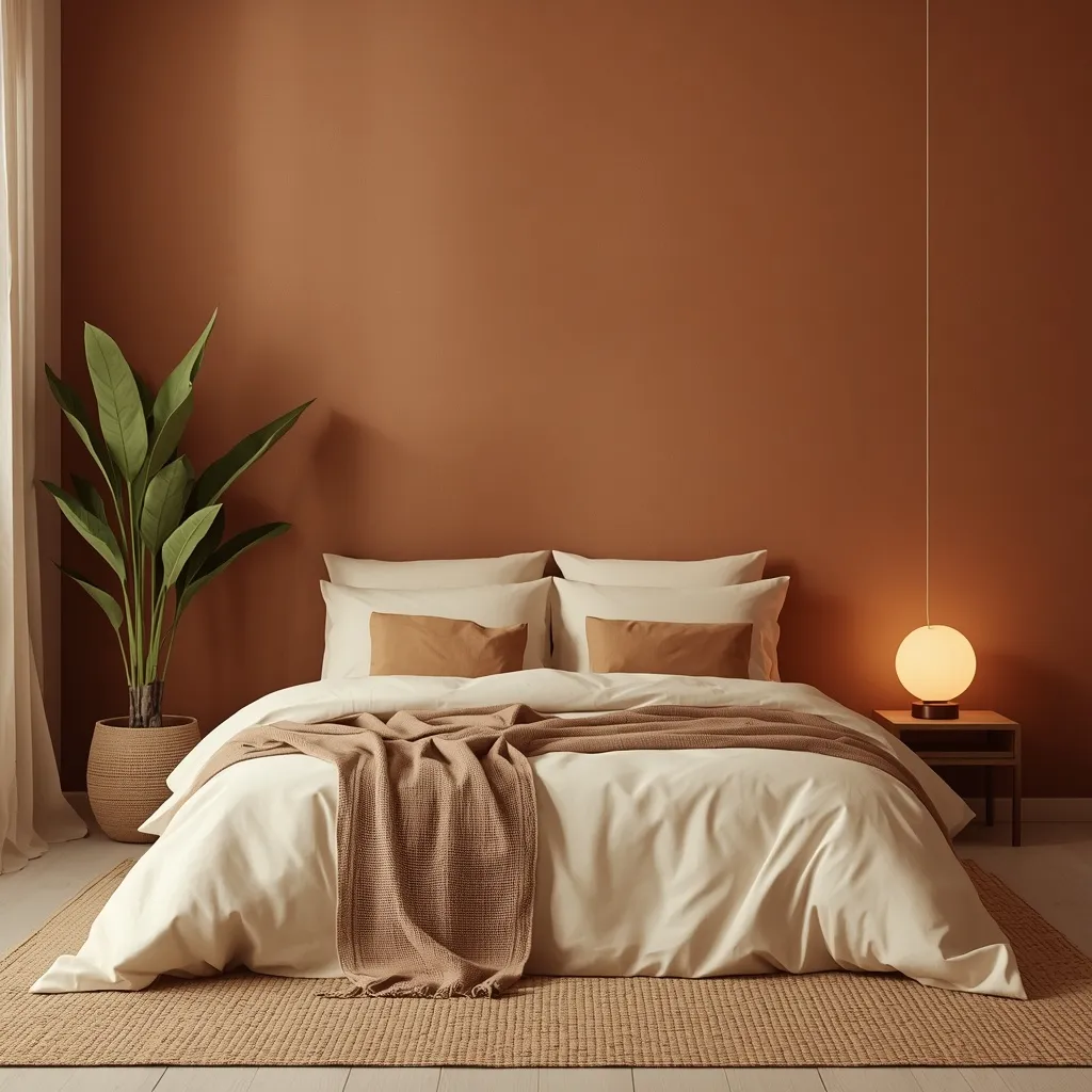 Warm terracotta desert summer bedroom