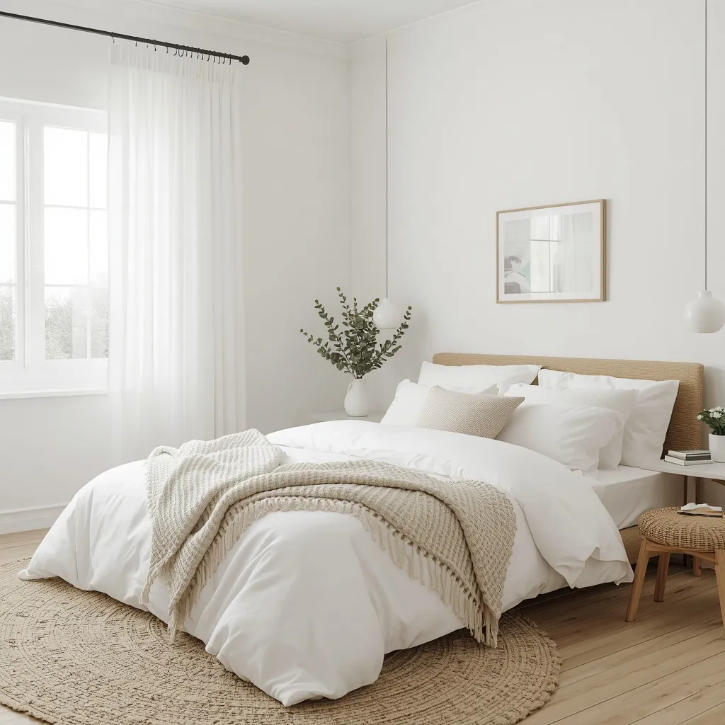 All white summer bedroom