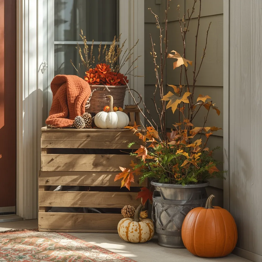 Budget foraged fall porch vignette