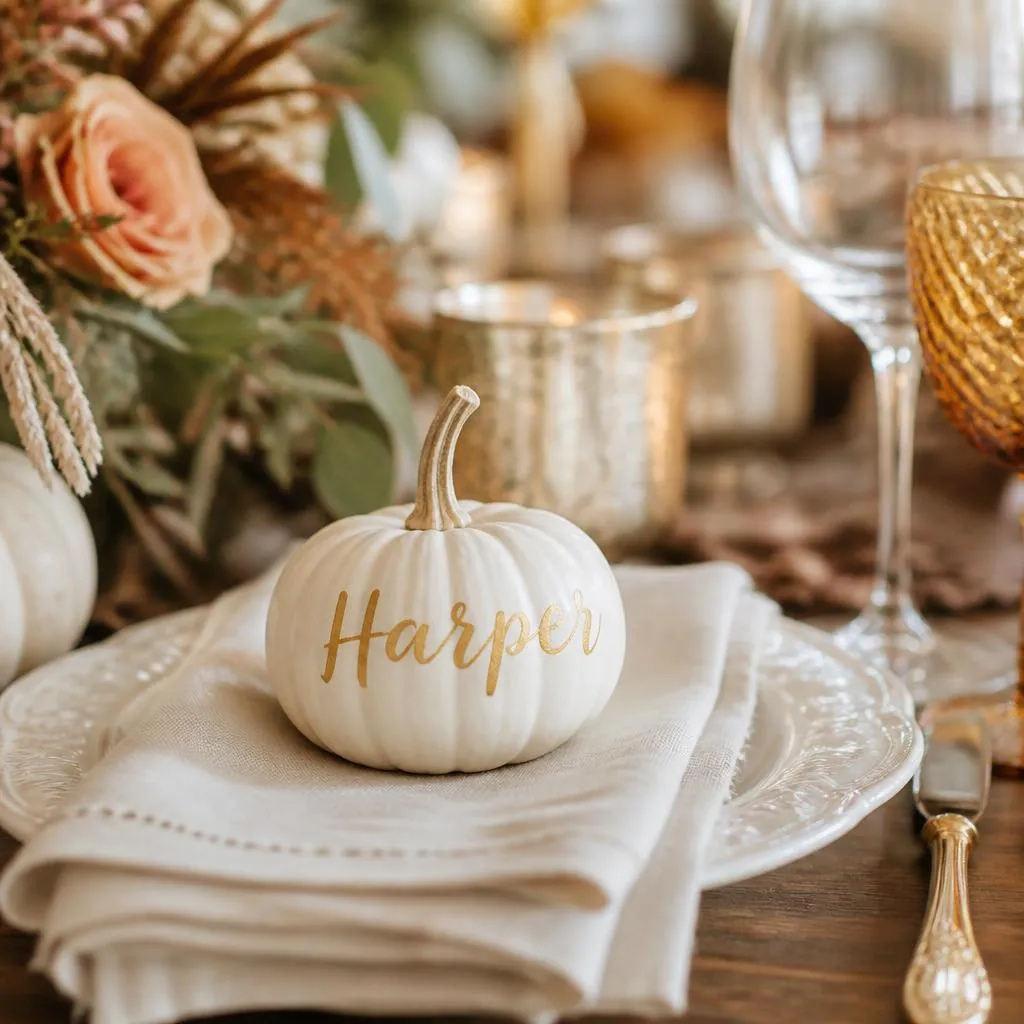 Mini pumpkin place cards with names