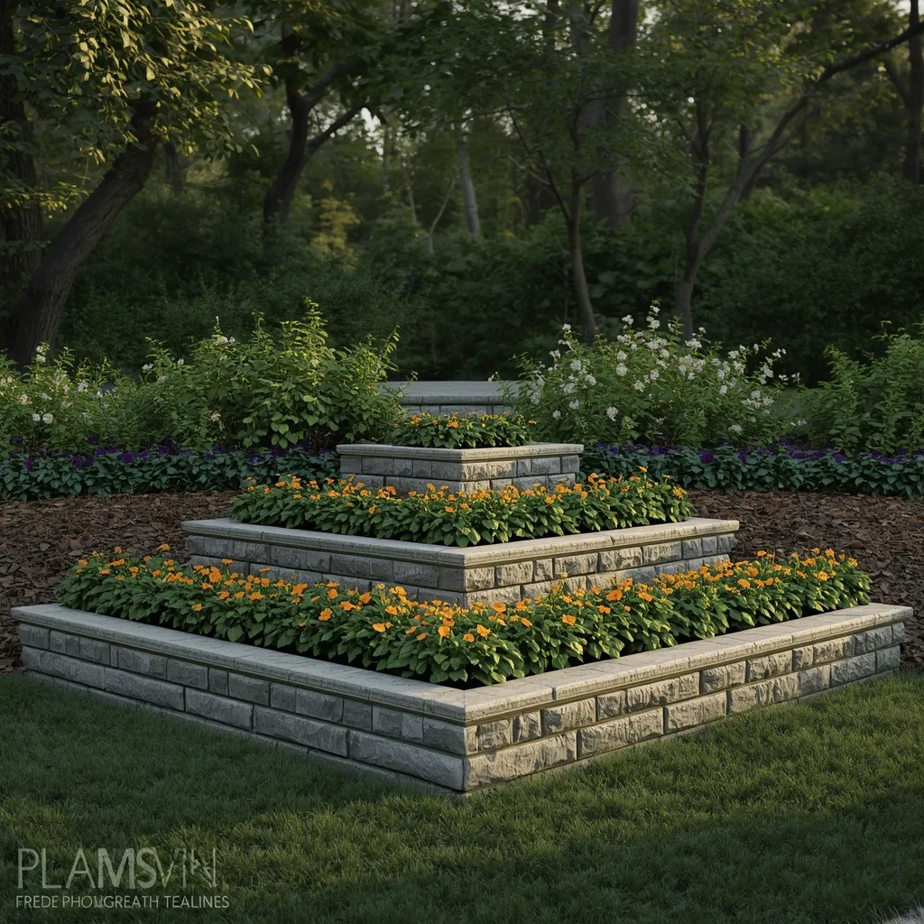 Tiered corner flower bed steps