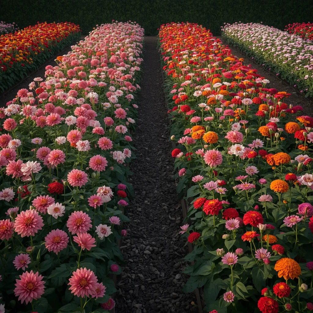 Cutting garden flower bed rows