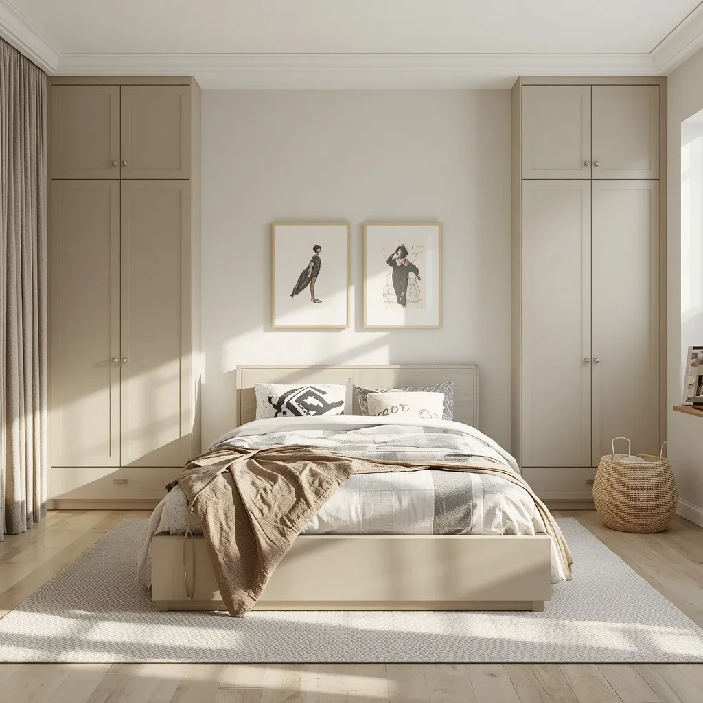 Neutral base teen bedroom layers