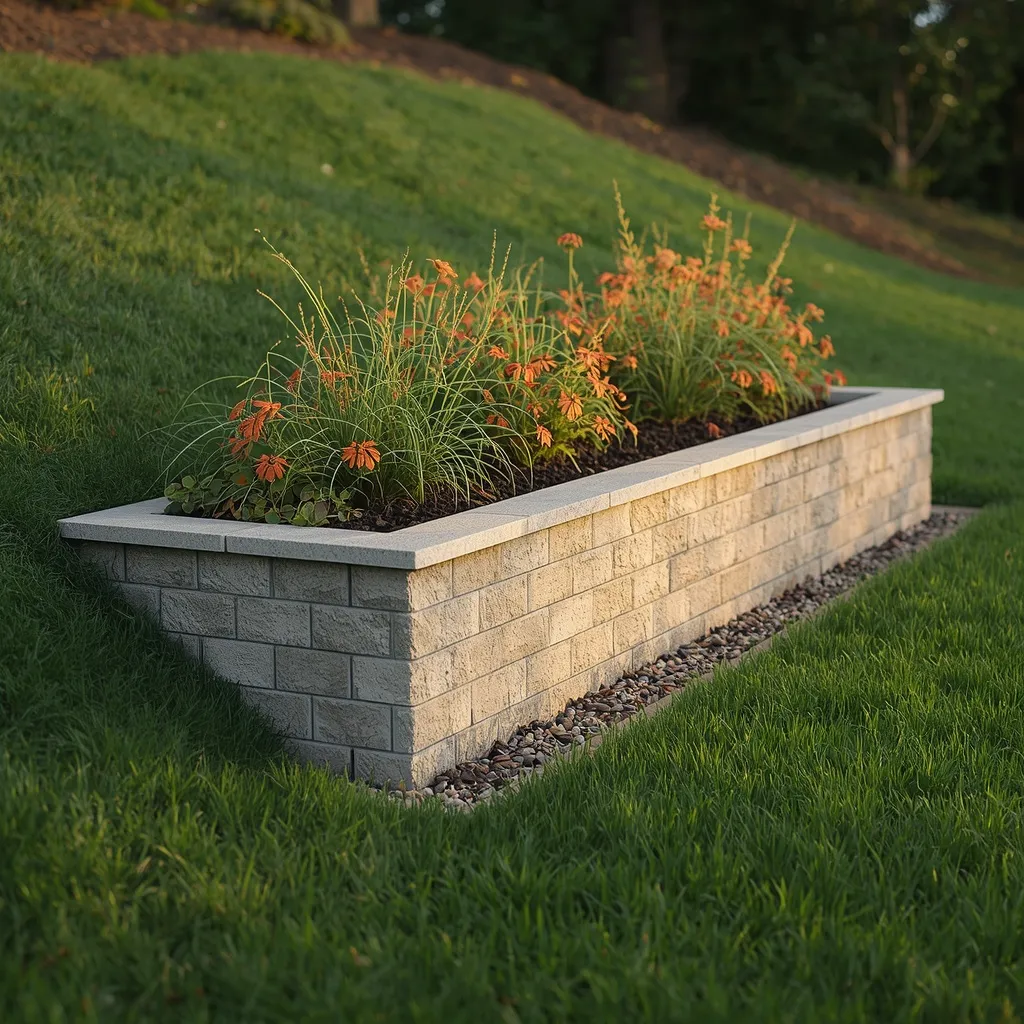 Low retaining wall bed border