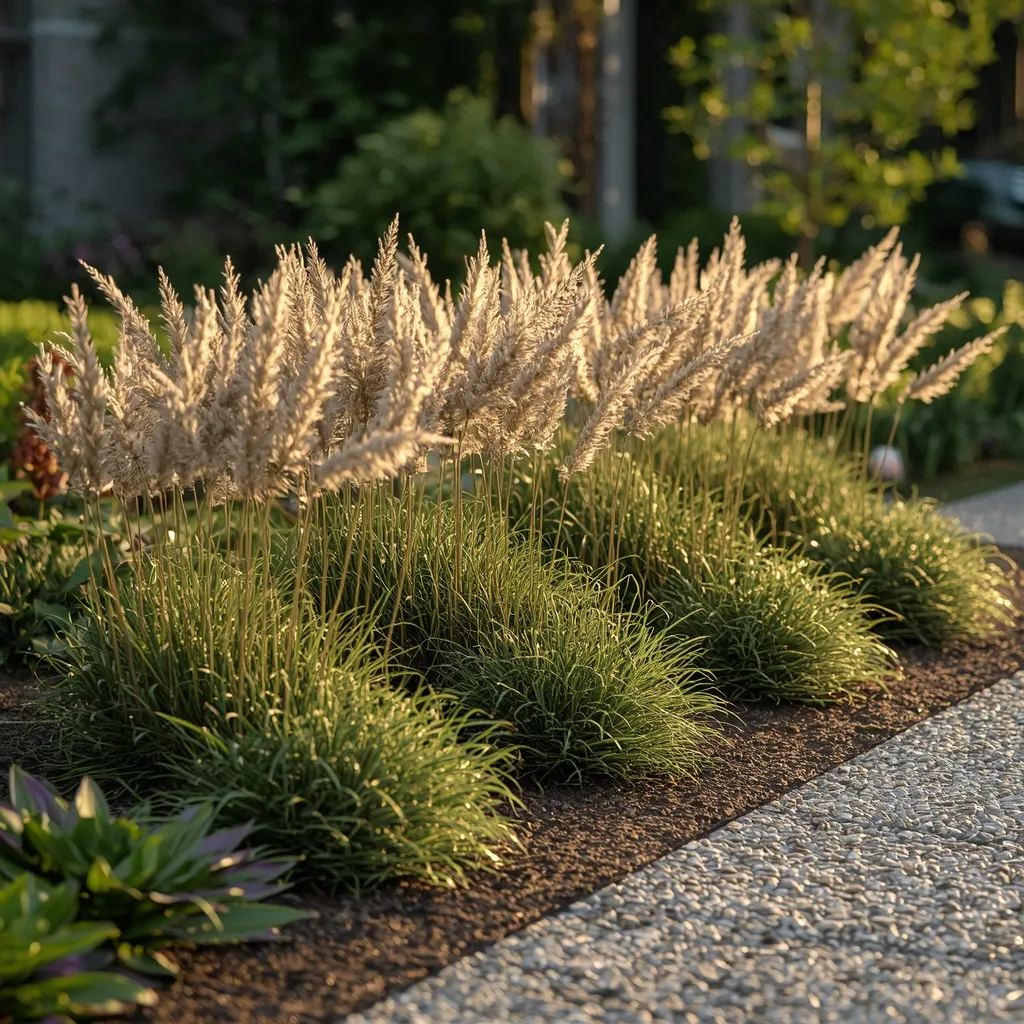 Ornamental grass modern flower bed