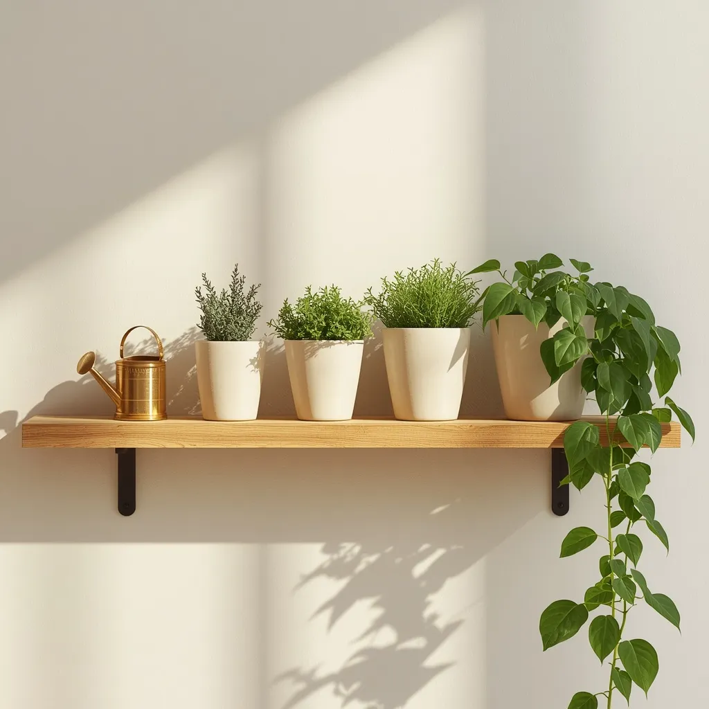 Aesthetic shelf indoor herb garden