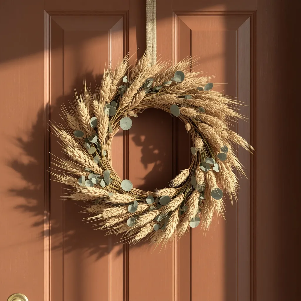 Autumn wreath on a front door