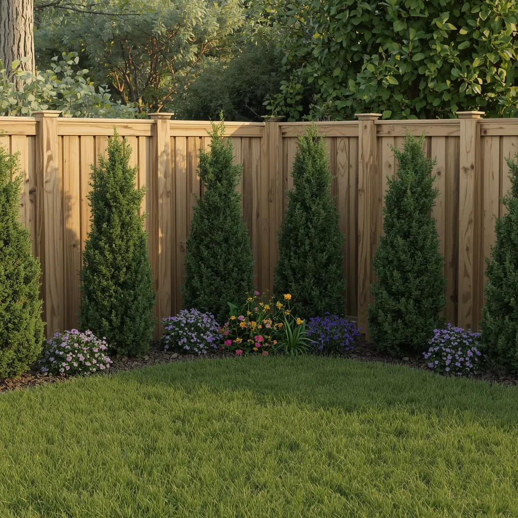 Backyard fence corner flower bed