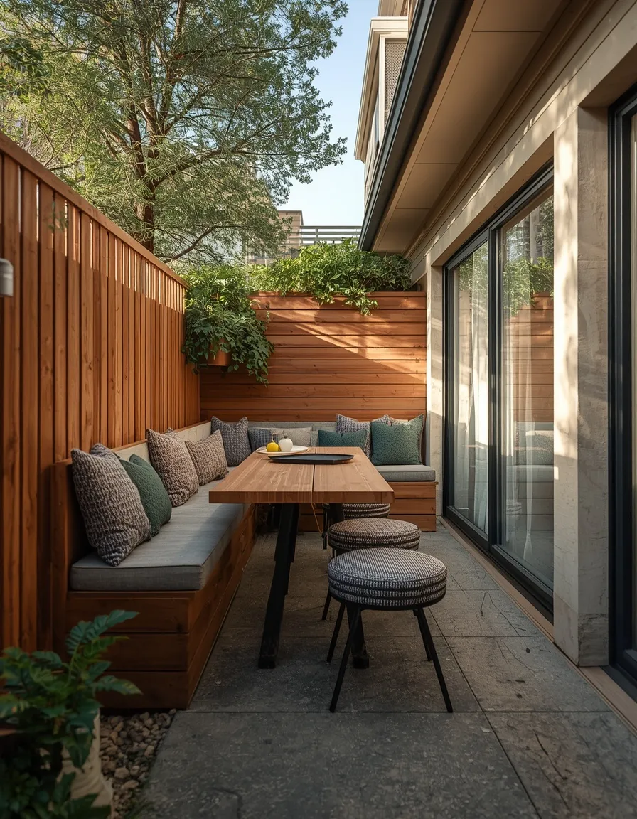 Built-in bench backyard dining