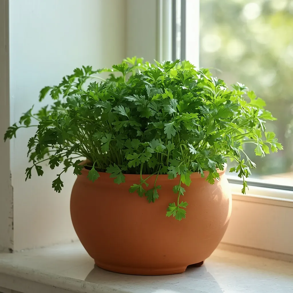Cilantro regrowing in a glass of water