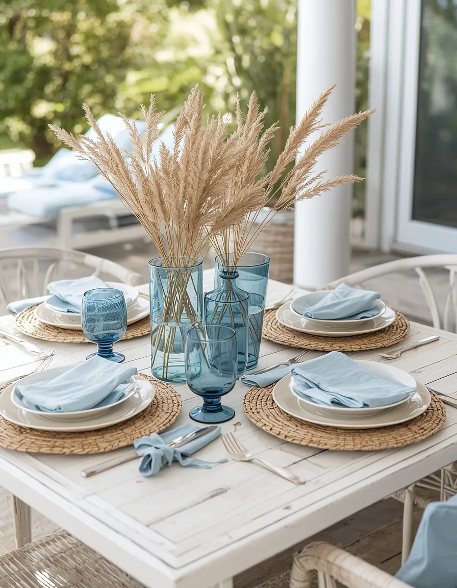 Coastal patio outdoor dining table