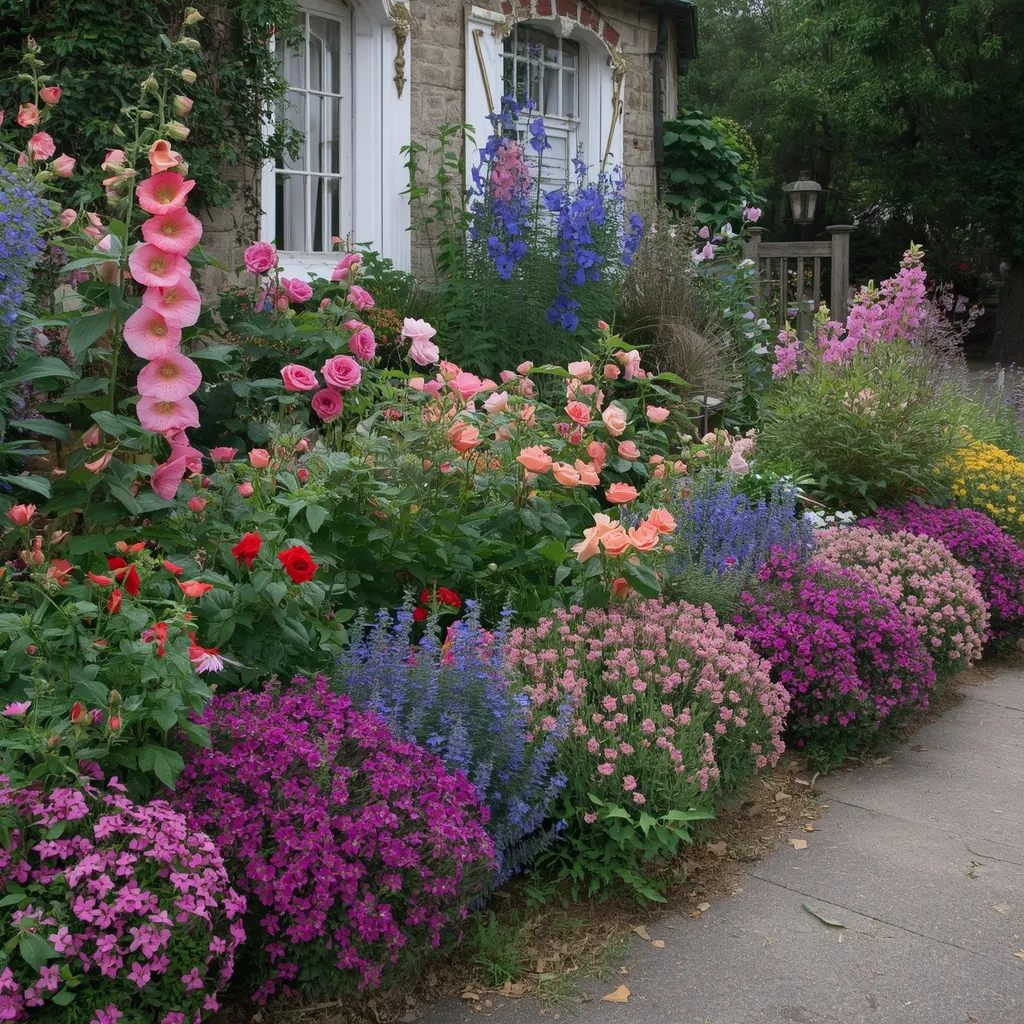 Cottage style front flower border