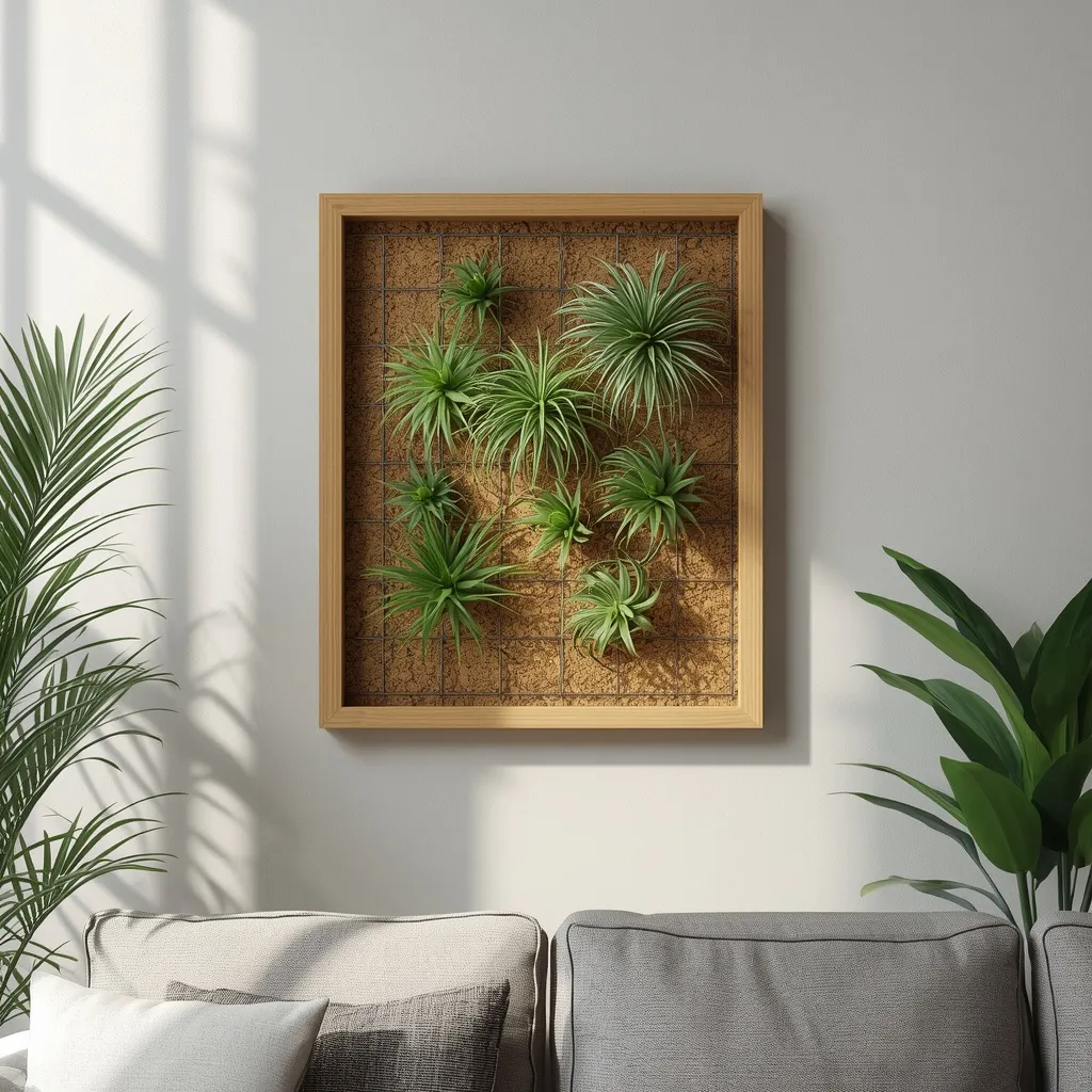 Framed living air plant wall art