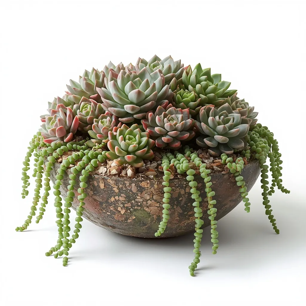 Living succulent bowl arrangement