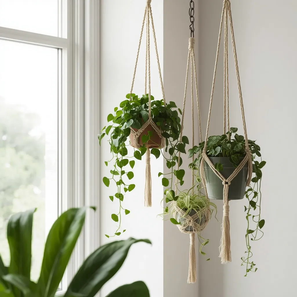 Macrame hanging plant garden
