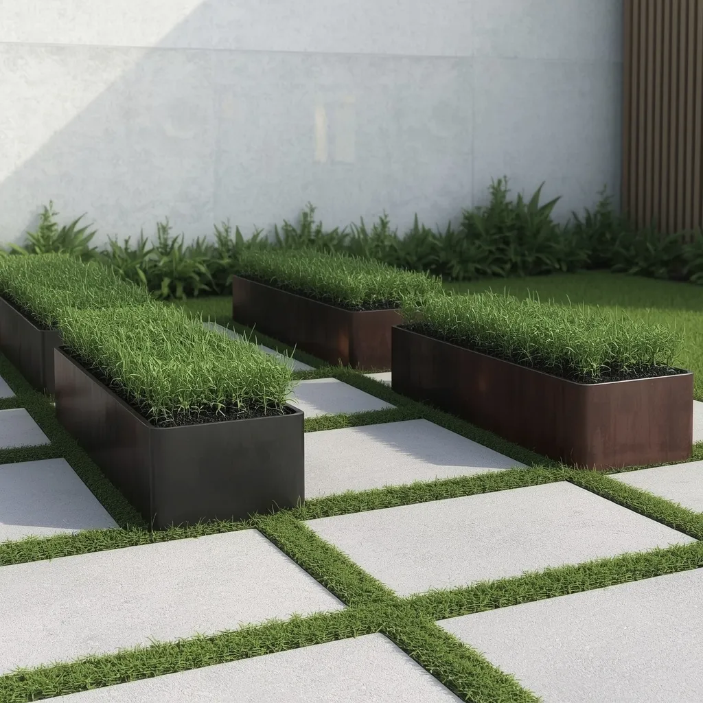 Modern minimalist backyard herb garden