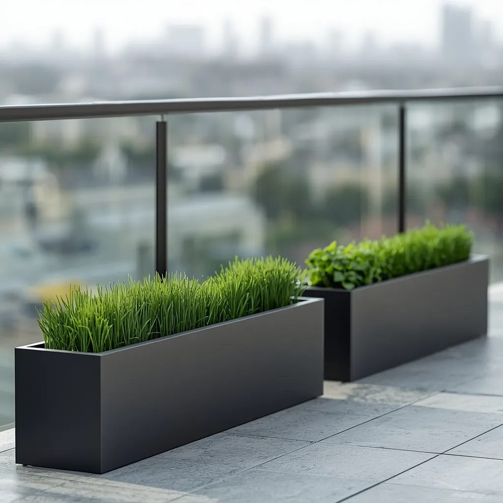 Modern trough planter patio herb garden