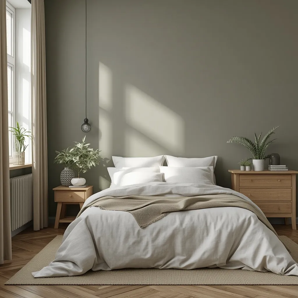 Sage green calm bedroom