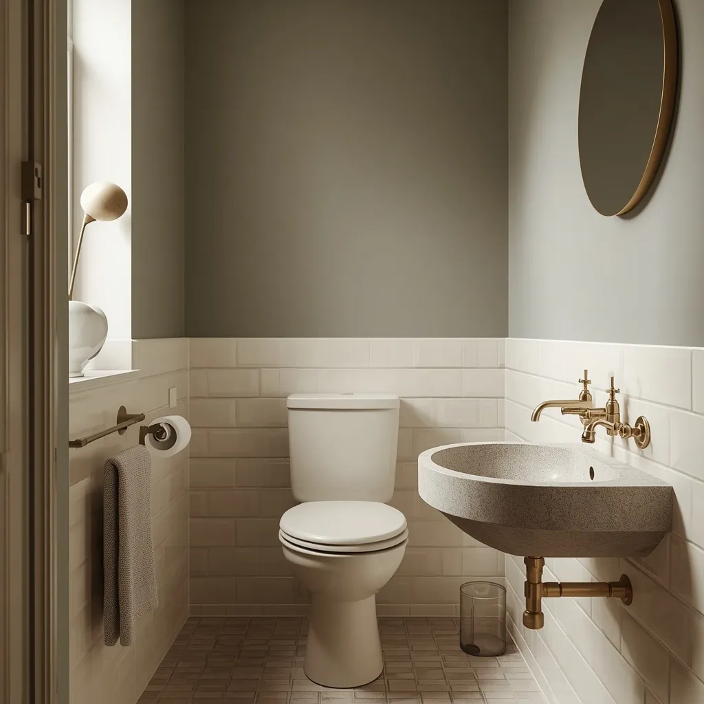 Sage green small bathroom