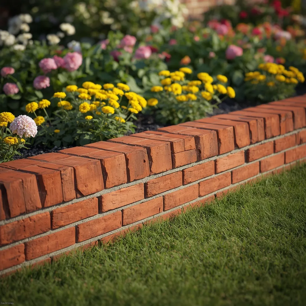Sawtooth angled brick bed edging
