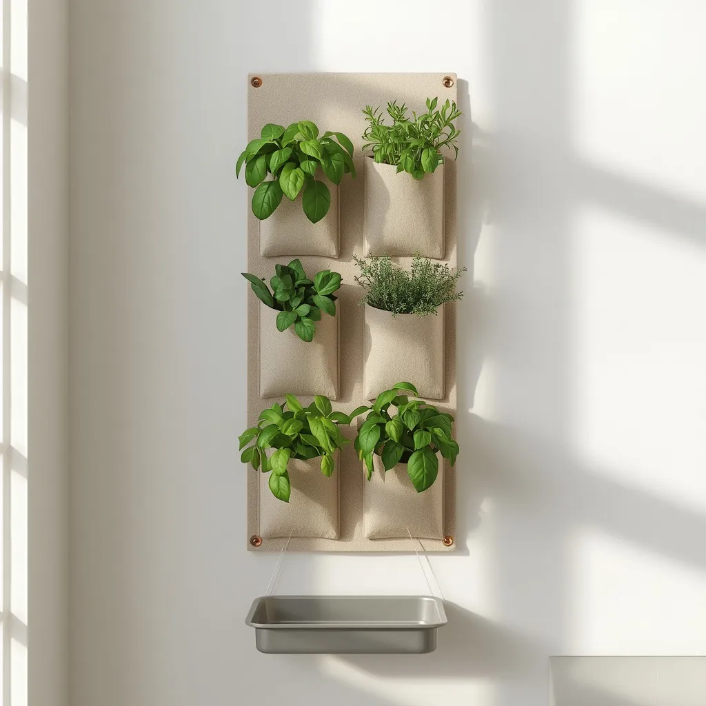 Vertical wall-pocket herb garden