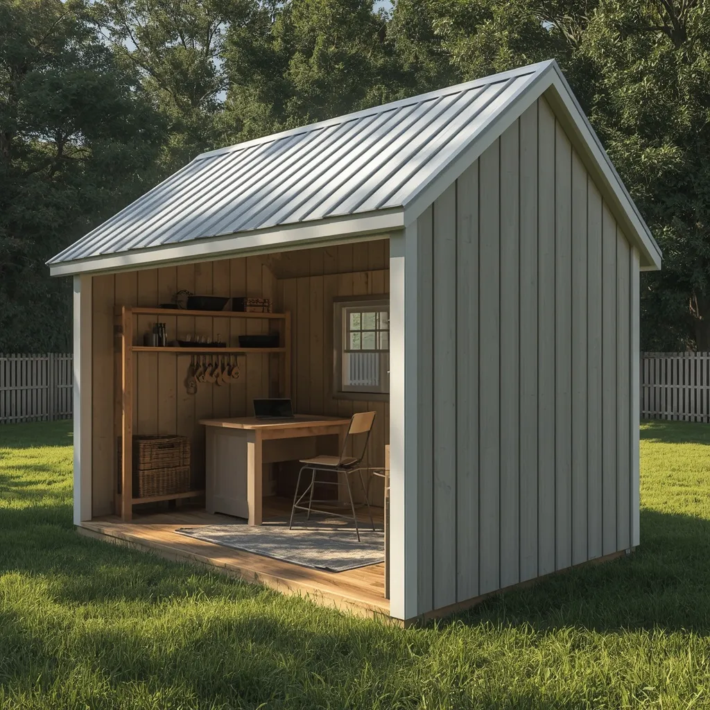 Classic tin roof shed office exterior