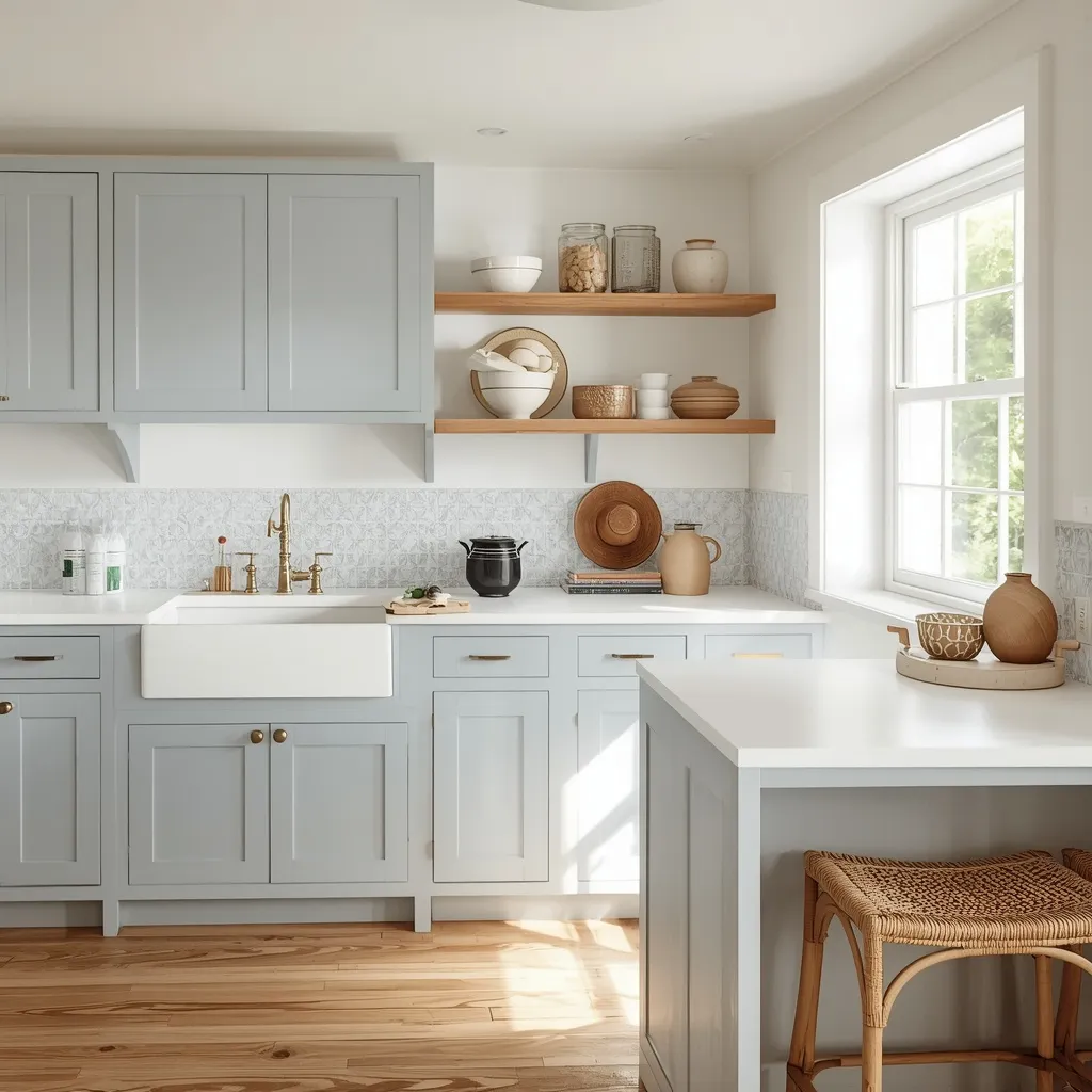 Coastal blue and white kitchen scheme