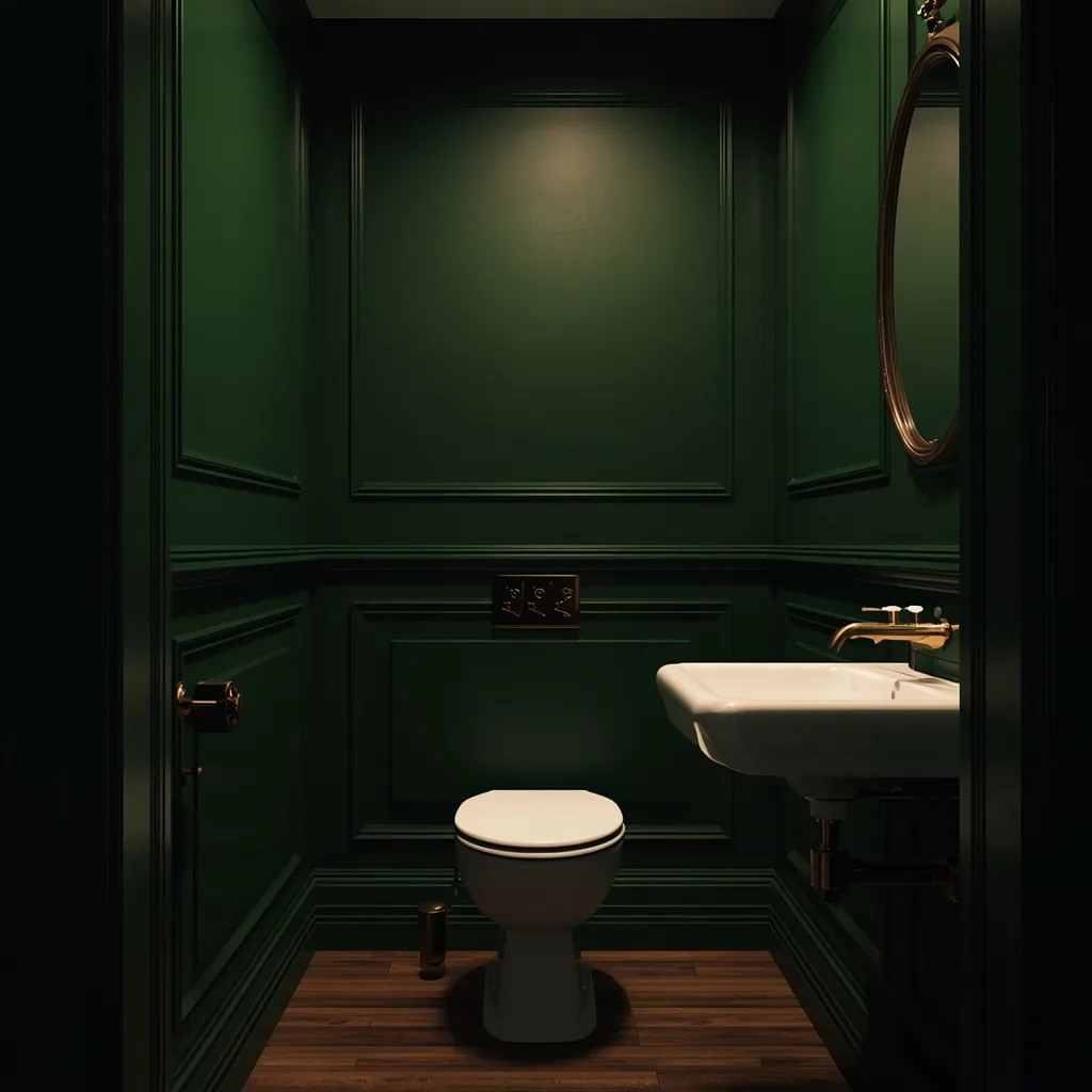Dark green small bathroom