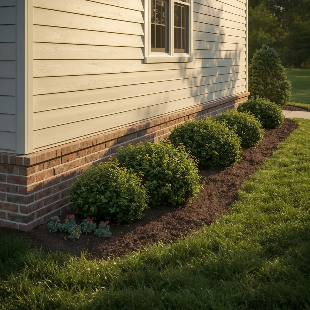 Foundation flower bed along a house