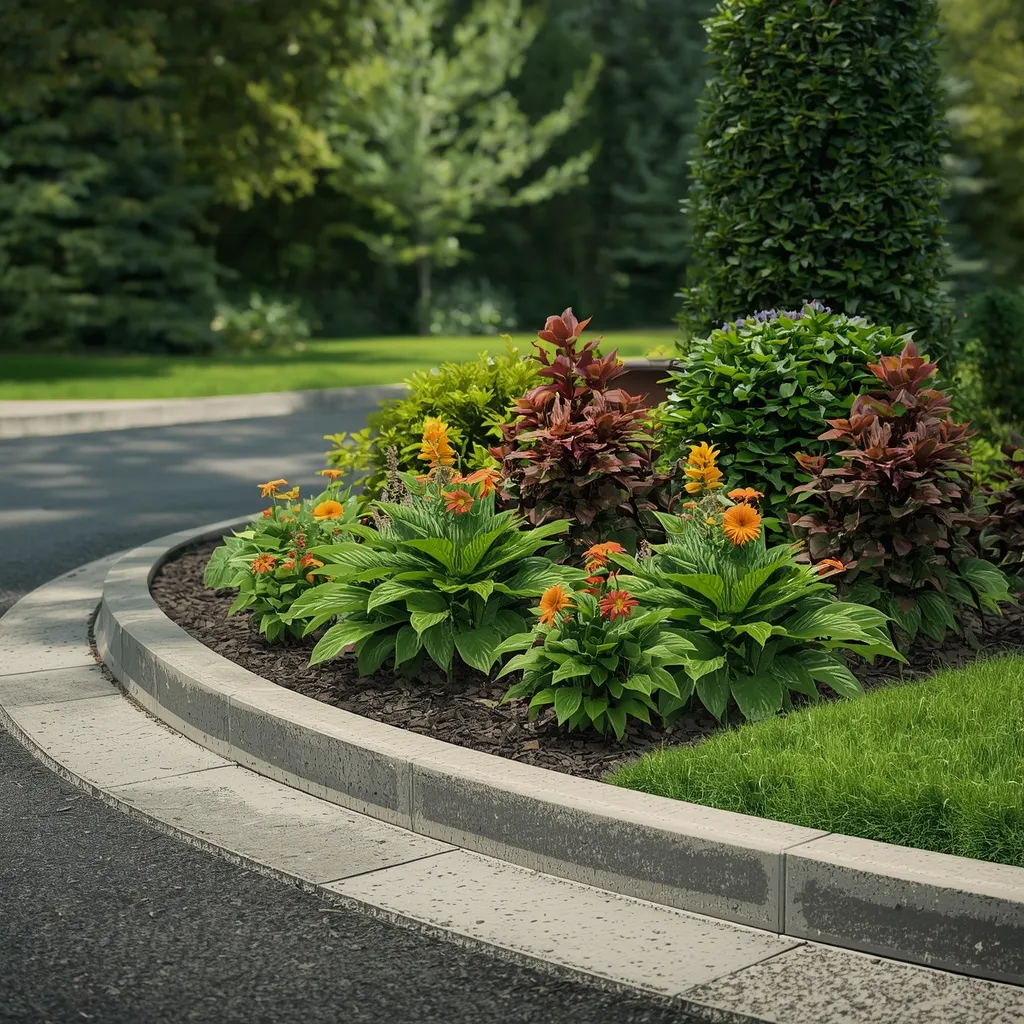 Front garden corner flower bed