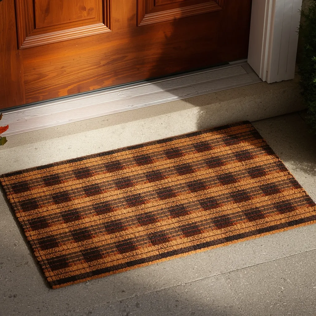 Layered fall doormats at a door