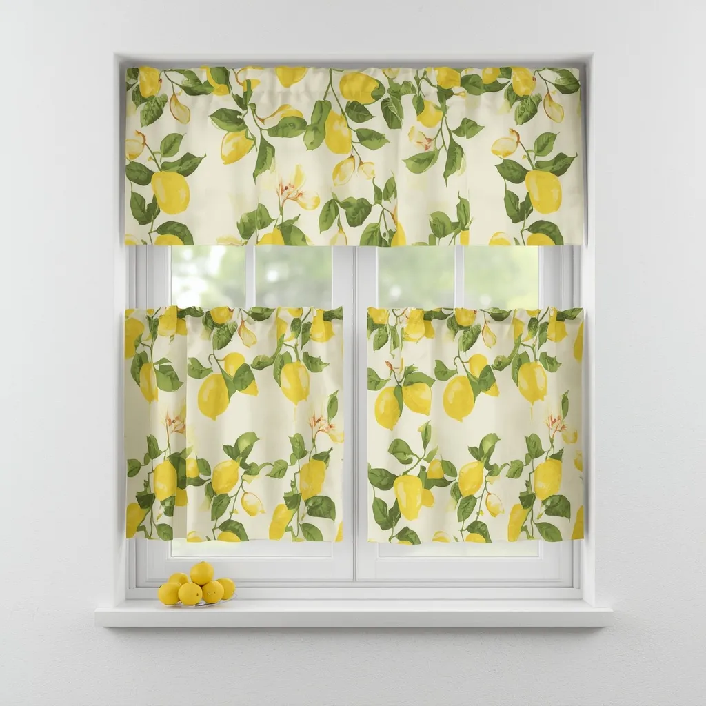 Lemon print kitchen curtains