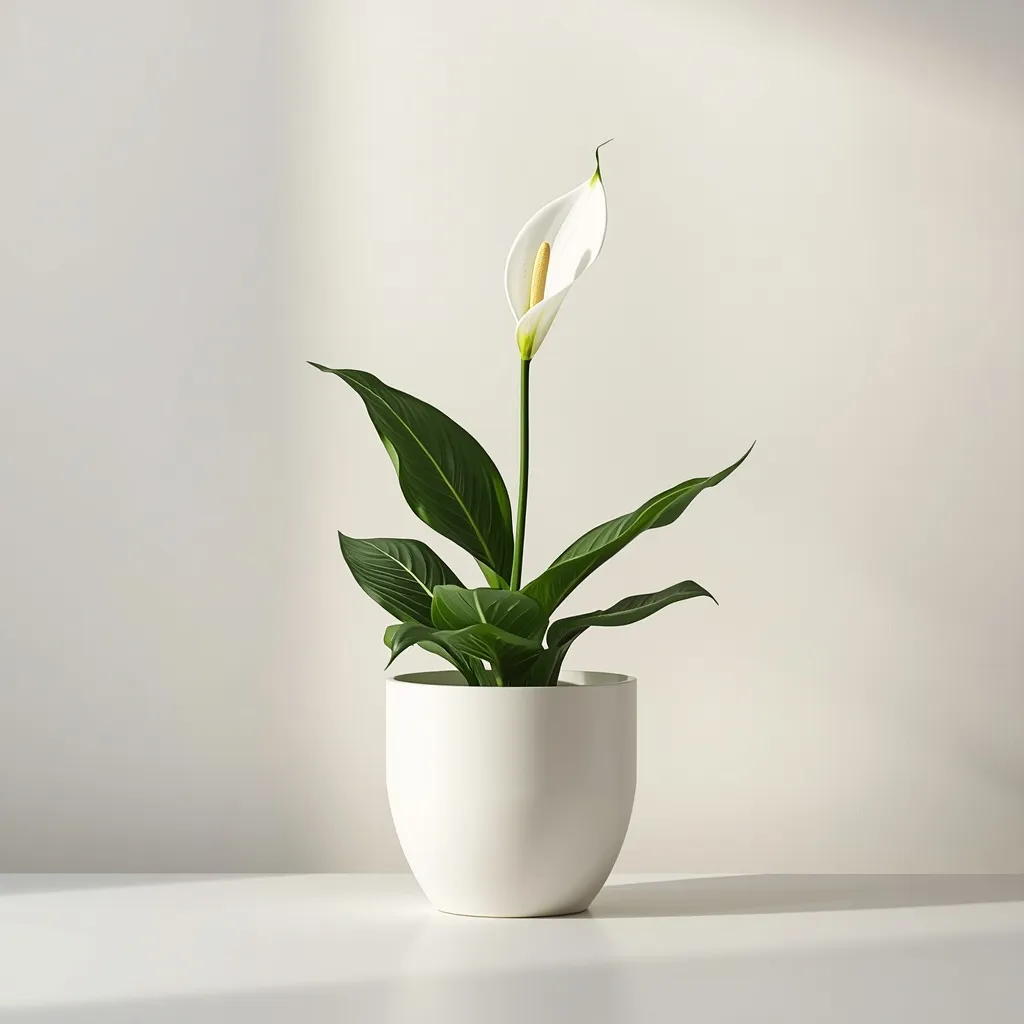 Minimalist peace lily in matte ceramic pot