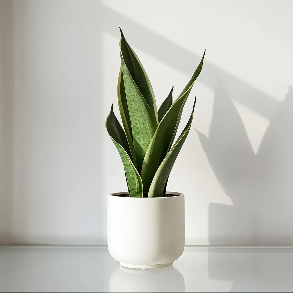 Minimalist snake plant in matte ceramic pot
