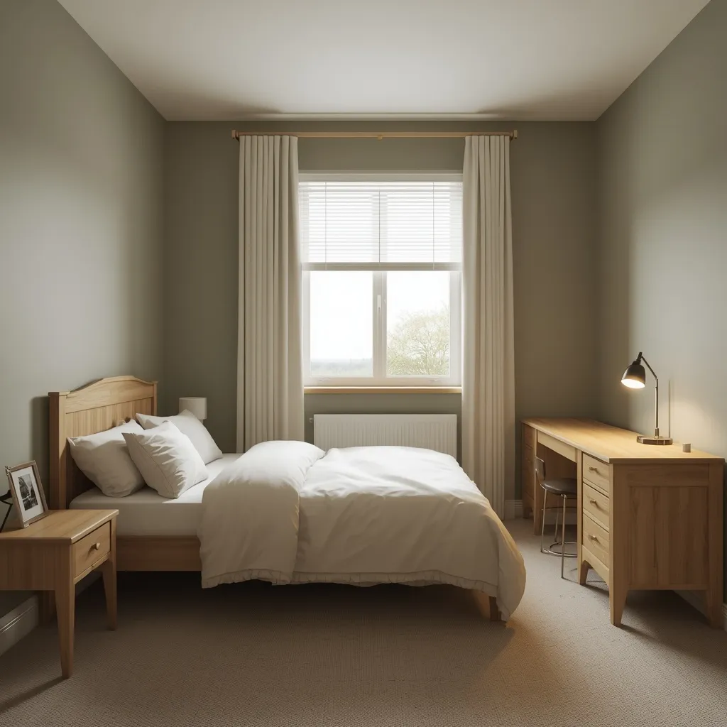Sage green teen study bedroom