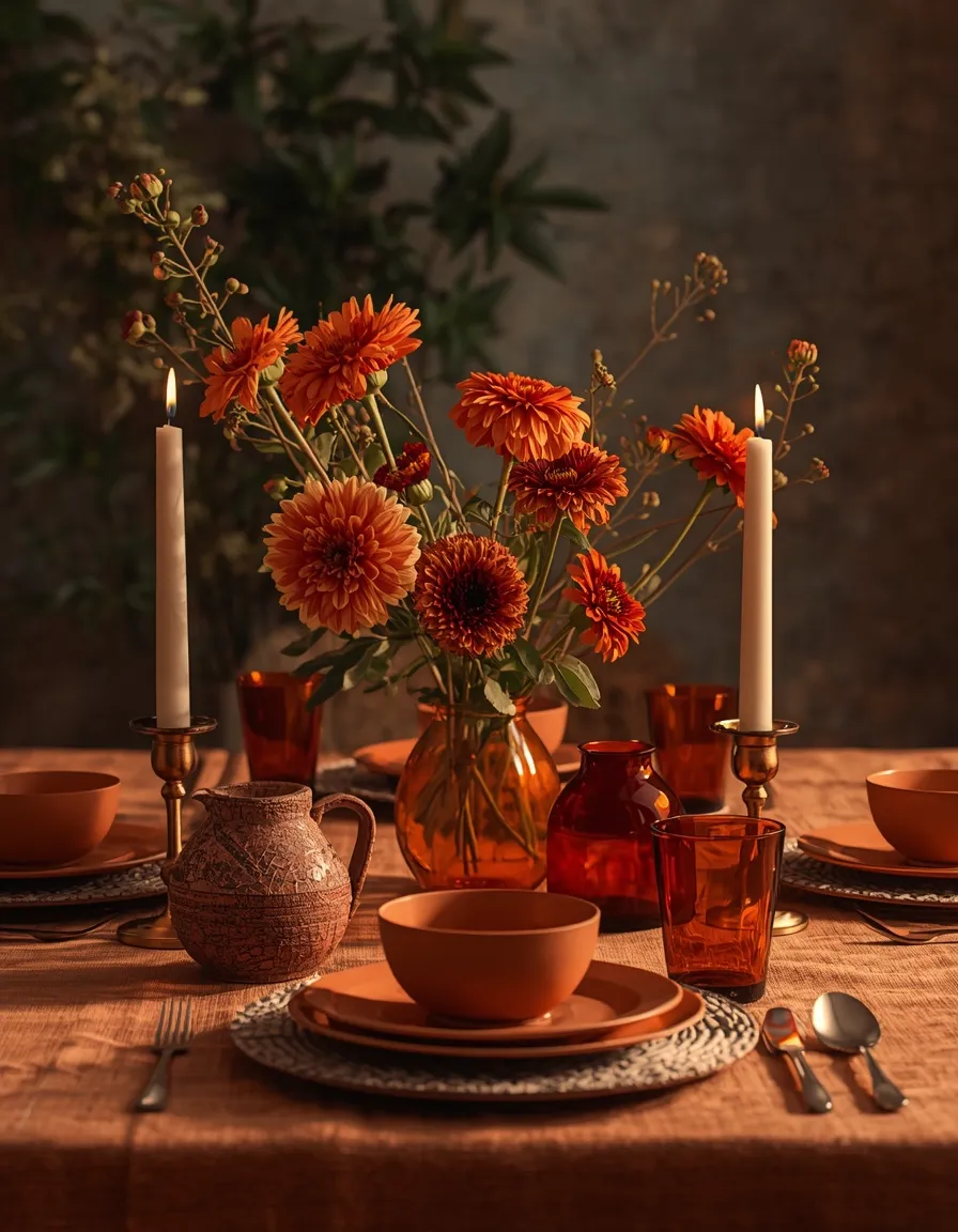 Terracotta ochre late summer dining