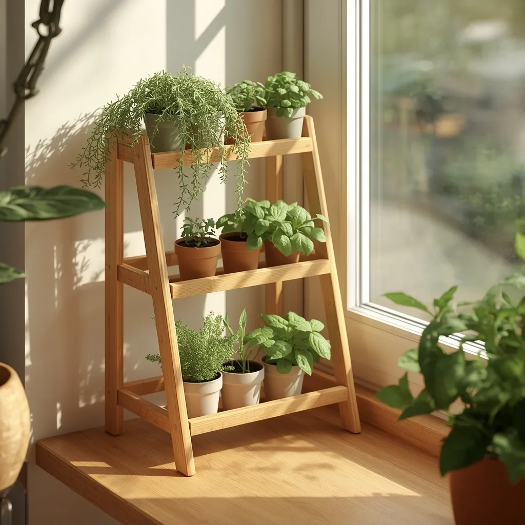 Tiered shelf herb stand for small spaces